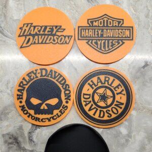 Harley-Davidson Printed Coasters, 4 in x 1/8 in **Set of 4**